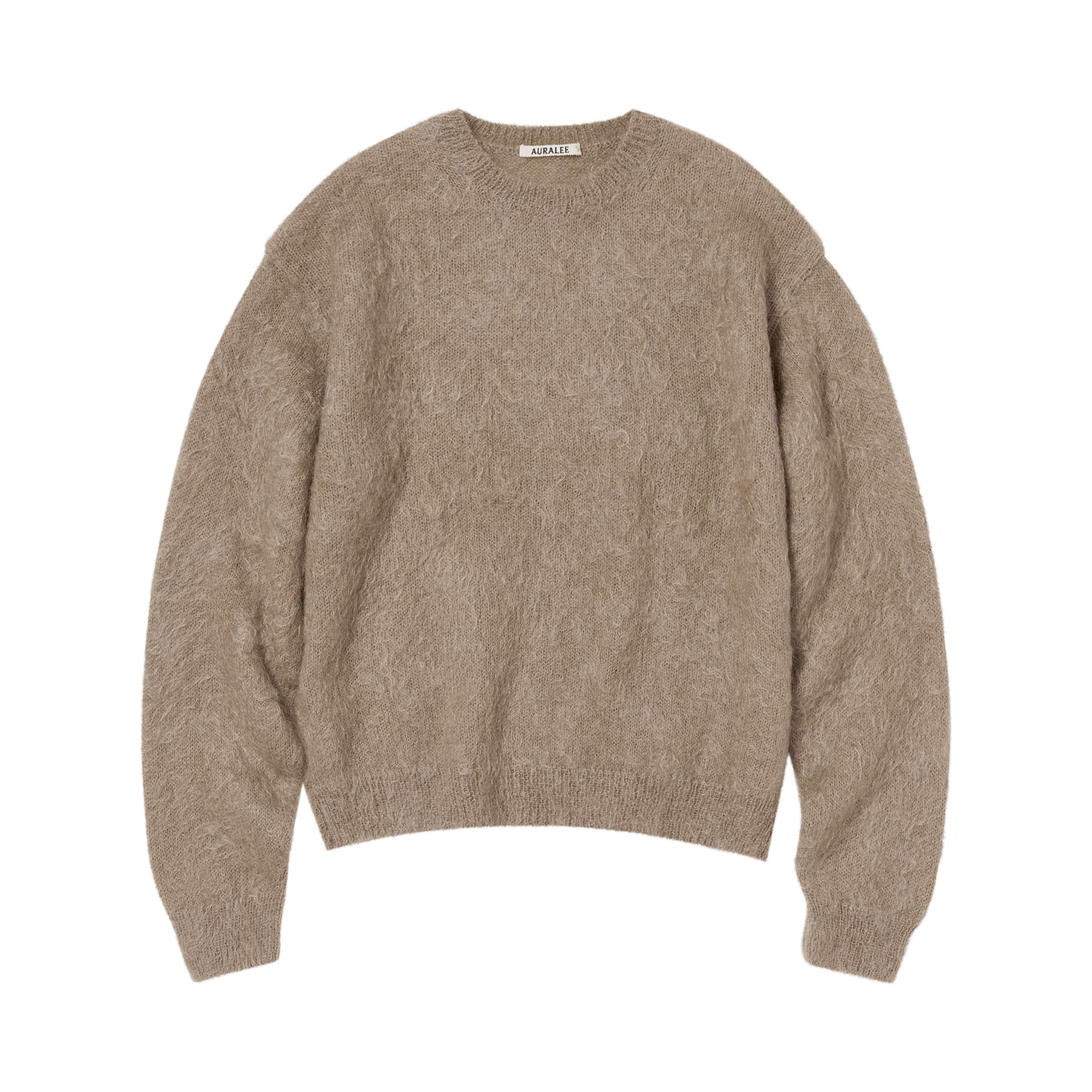 Buy Auralee Brushed Super Kid Mohair Sweater 'Pink/Beige