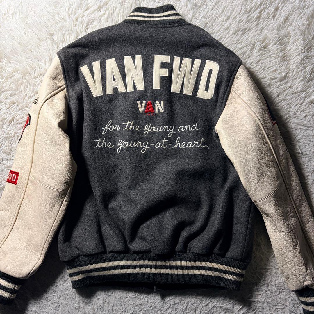 希少□VAN JACKET スタジャン セミデコ 袖レザー グレー L - メルカリ